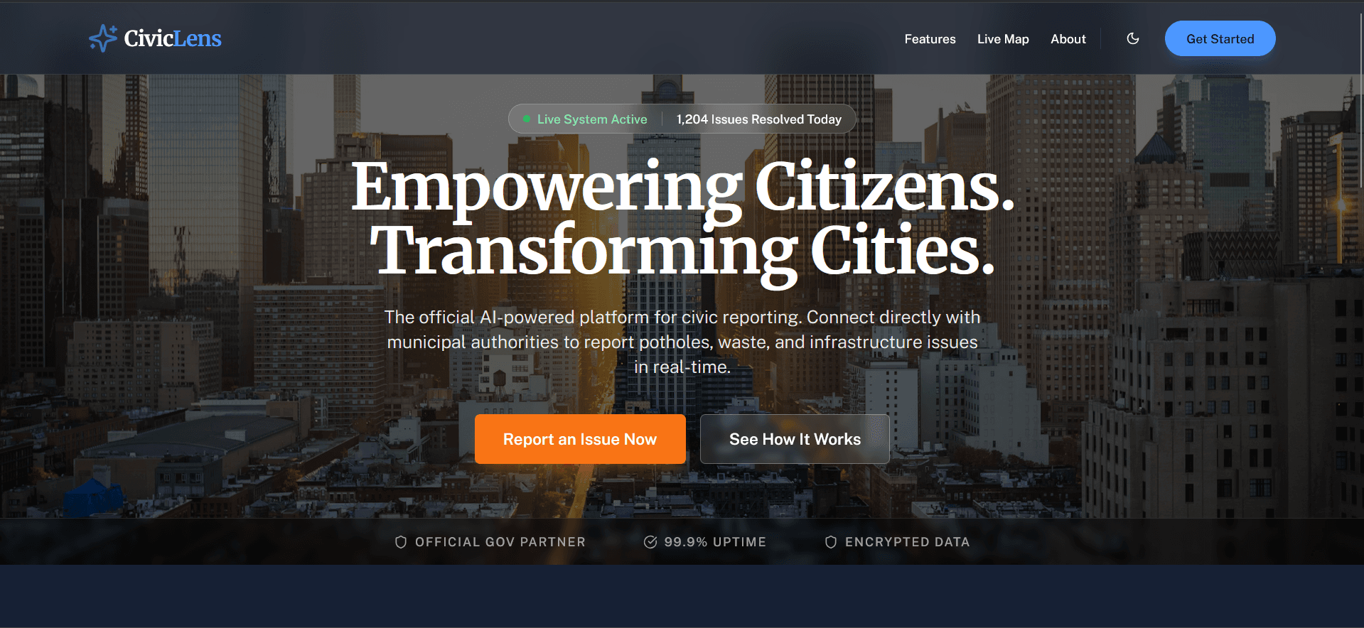 CivicLens — AI Civic Reporting Platform screenshot 1